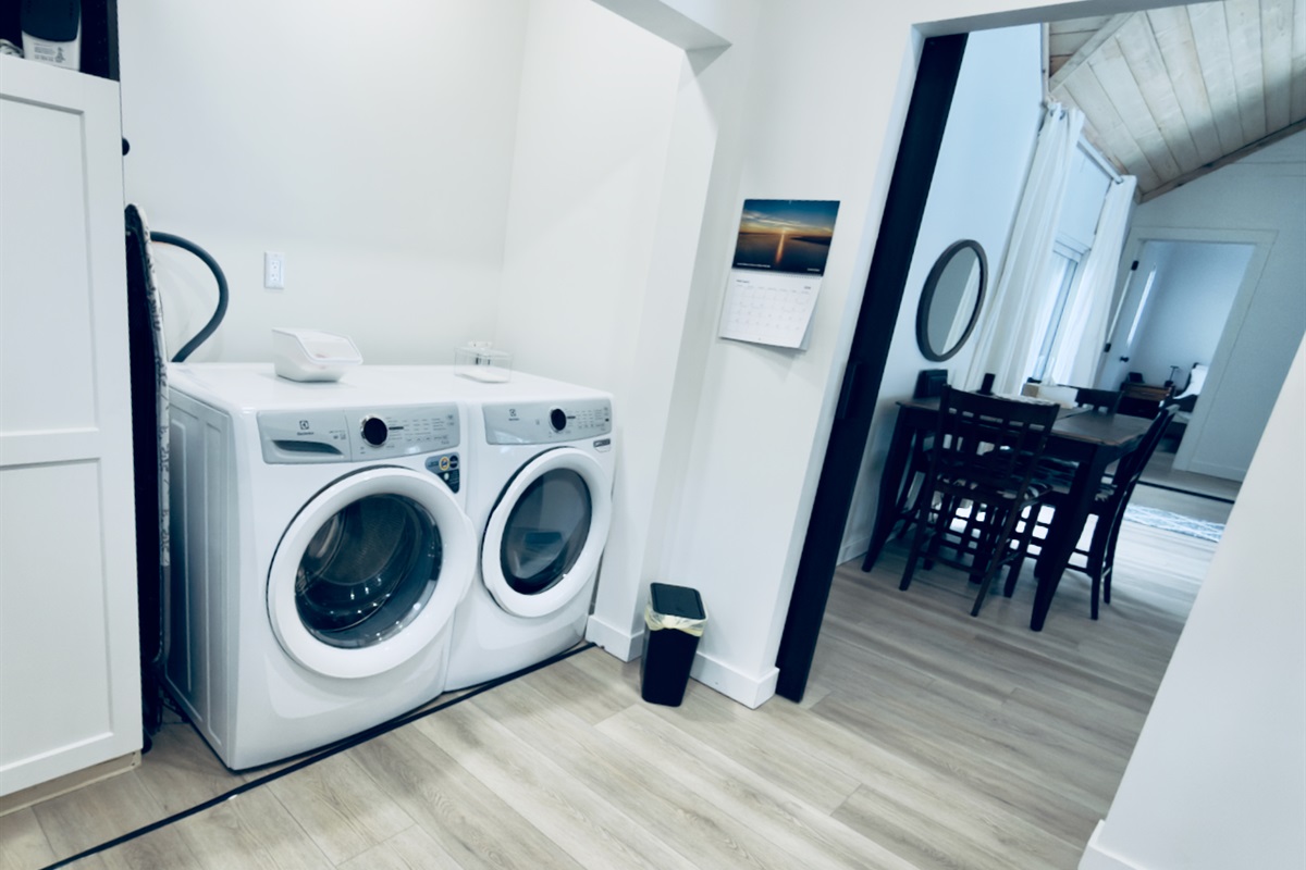 Laundry area conveniently located inside the cabin