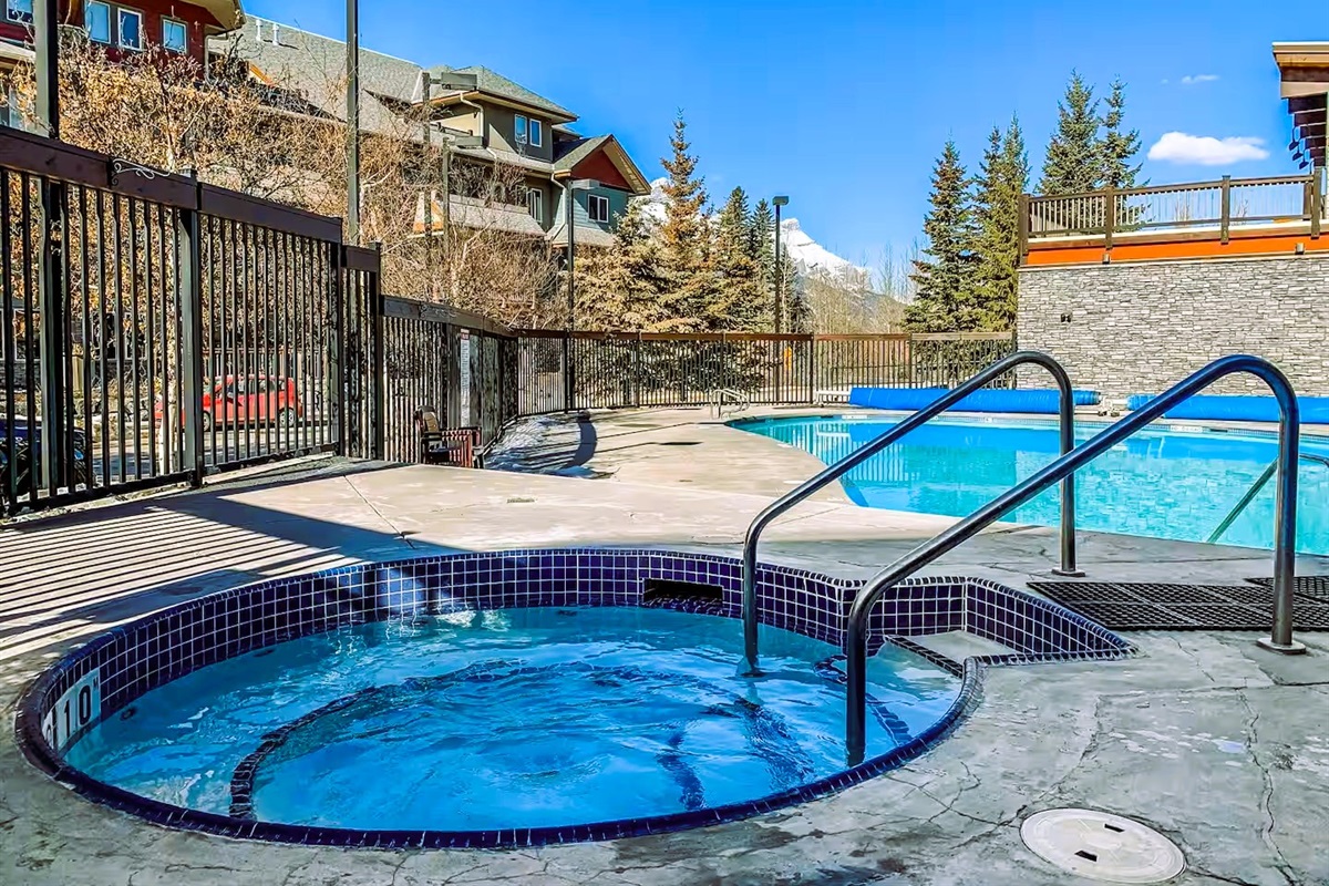 There are 3 hot tubs at the complex, one downstairs, one by the pool, and one more in the 3rd building.