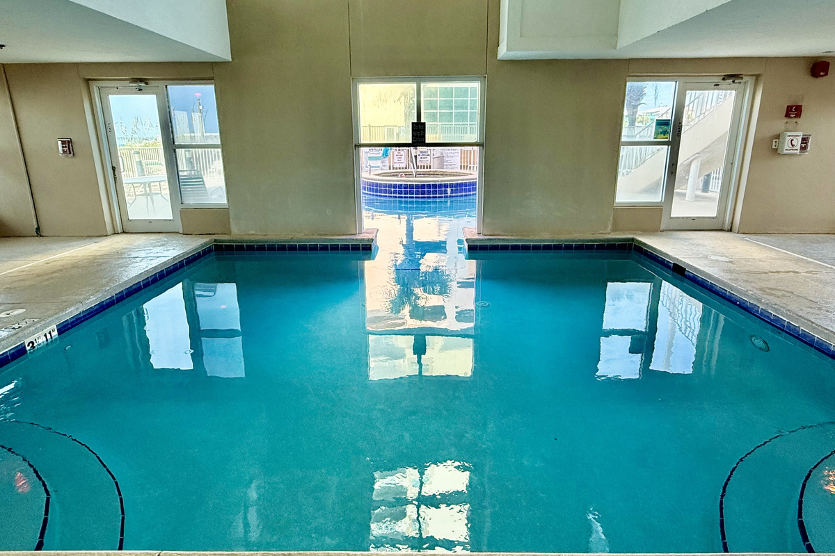View of the indoor and the outdoor pool!