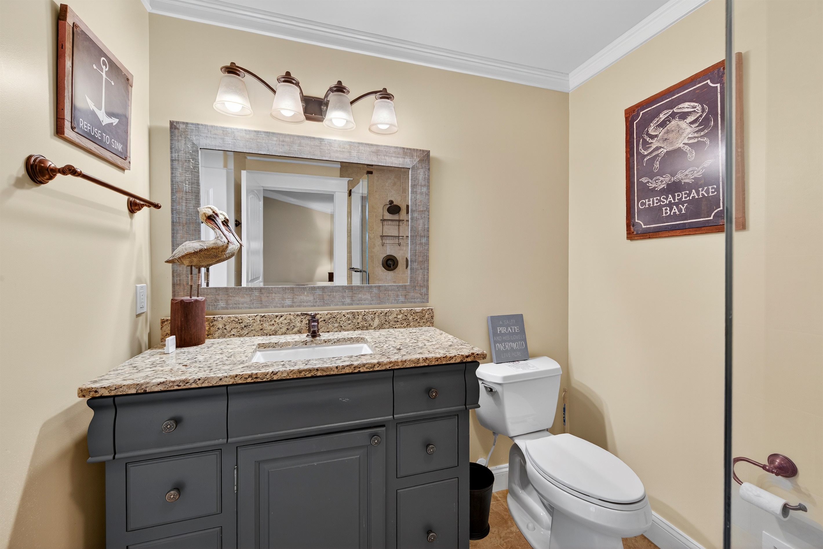 Spacious ensuite with a walk-in shower and plenty of counter space.