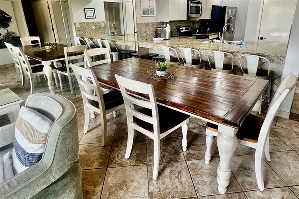 Large dining room table for family meals and game nights!
