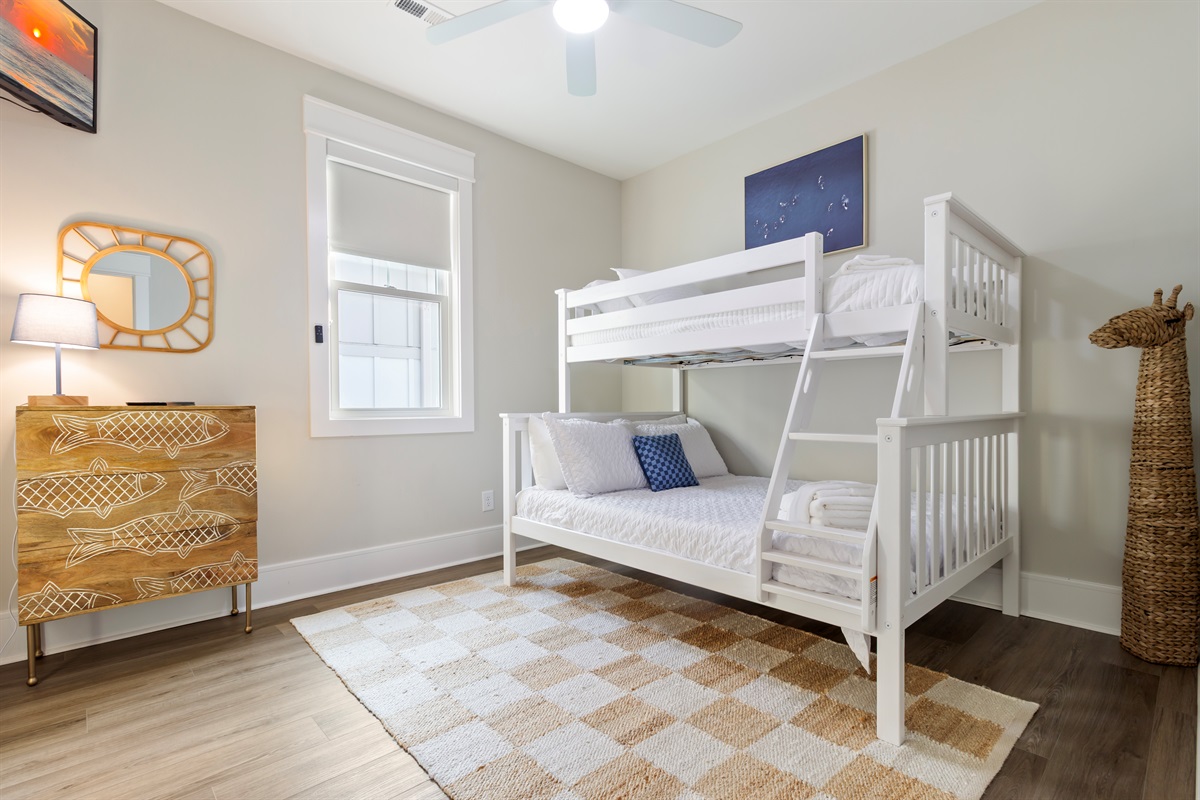 Bedroom 3 - Twin over Full bunk bed with smart tv