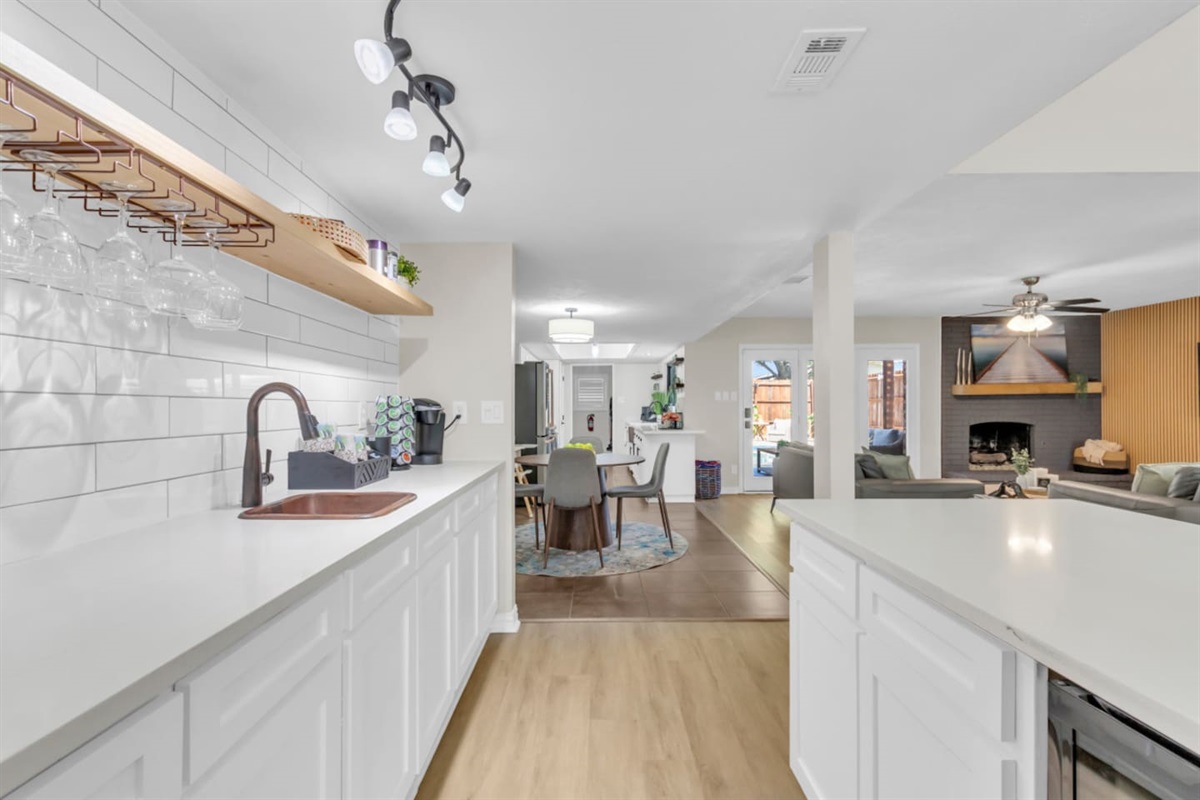 Gourmet ready kitchen. Fully stocked and beautifully designed.