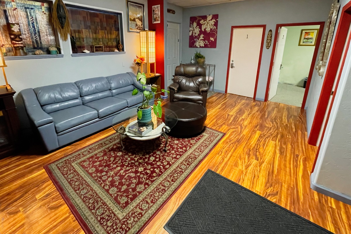 Open, Shared Lounge area with kitchenette