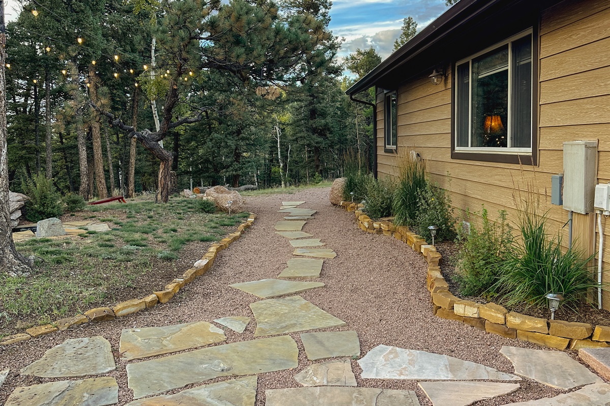 Path to parking area to front porch