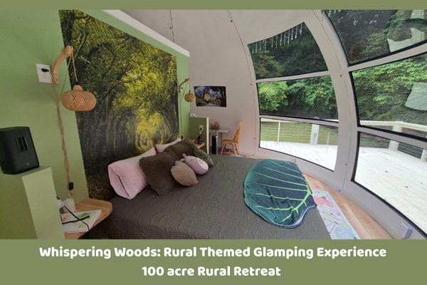 Private-Rural-Wooded-100 acre property with Unique Glamping Dome