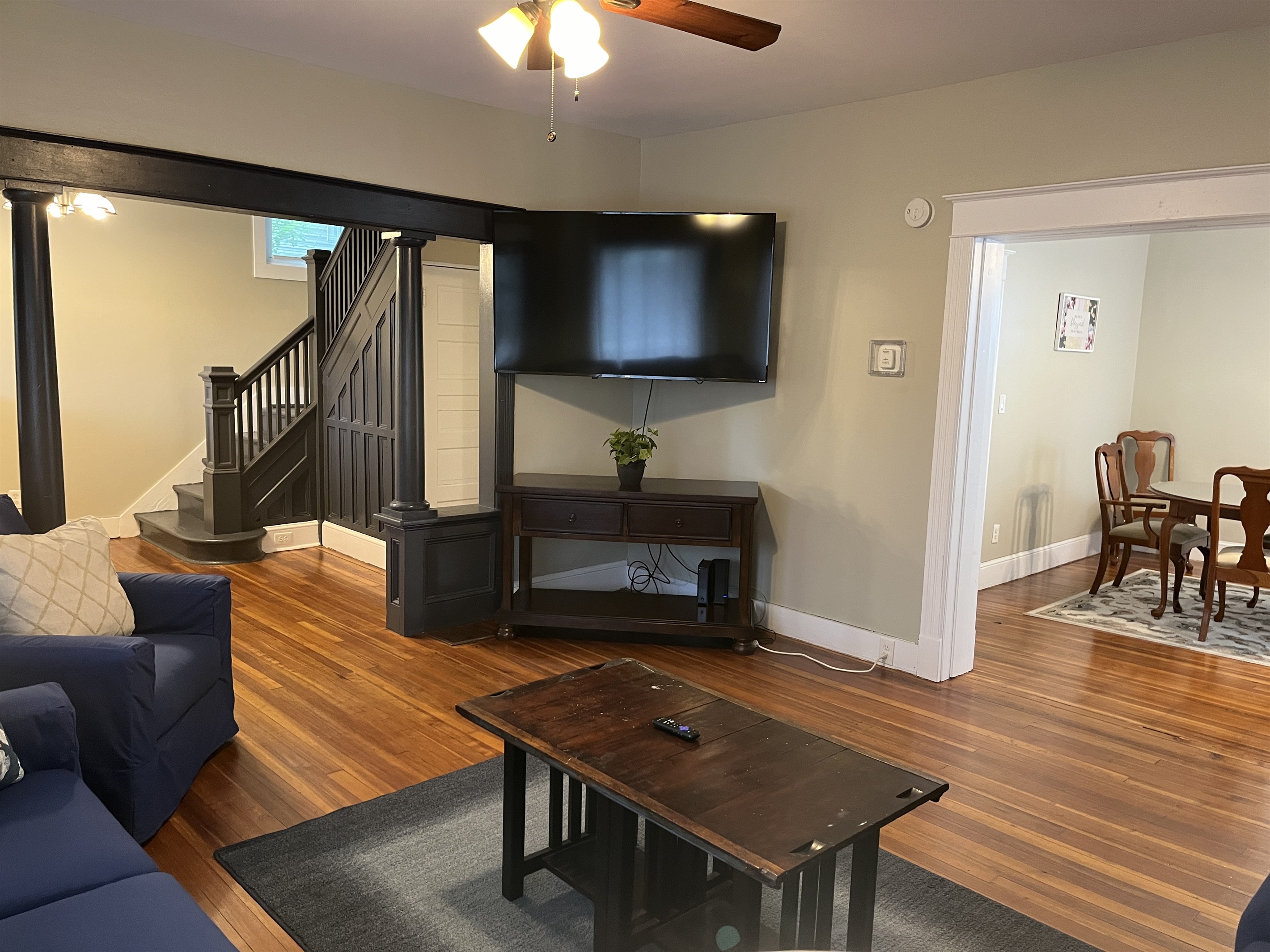 Living room, entryway and dining room