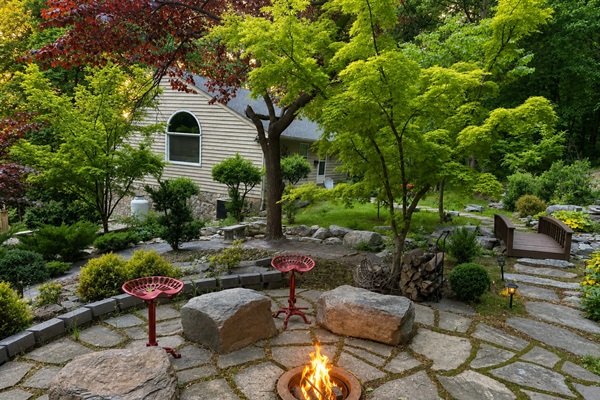 Enjoy a relaxing time at the Fire Pit Circle at golden hour.