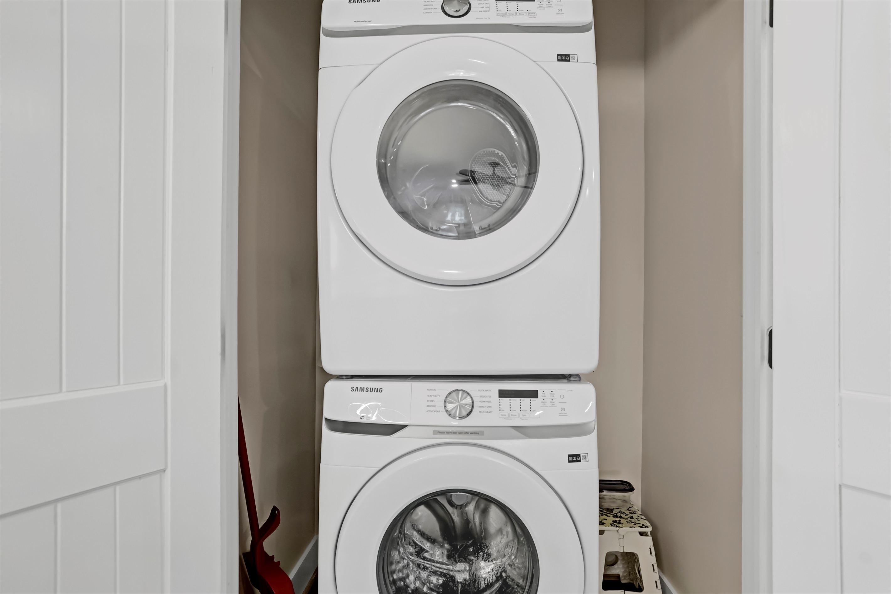 In-unit laundry adds convenience for longer stays.