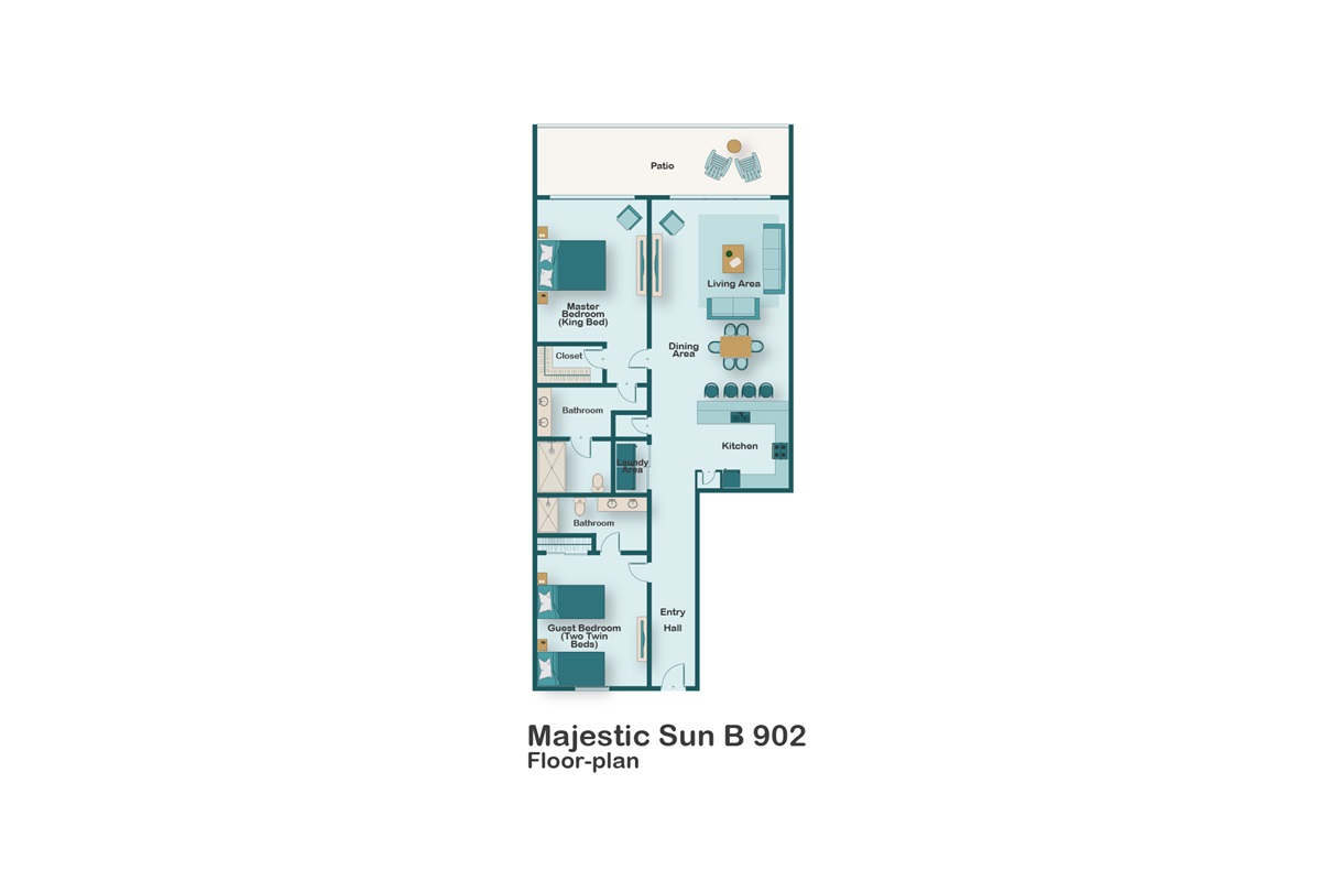 This 9th 2BR/2BA at Majestic Sun has been completely remodeled and featured Huge Gulf views, an updated kitchen, bathrooms (awesome walk in shower!), new flooring, and new furniture.