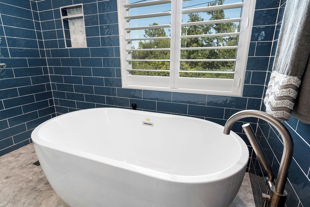 Primary bathroom with stand up shower and soaking tub