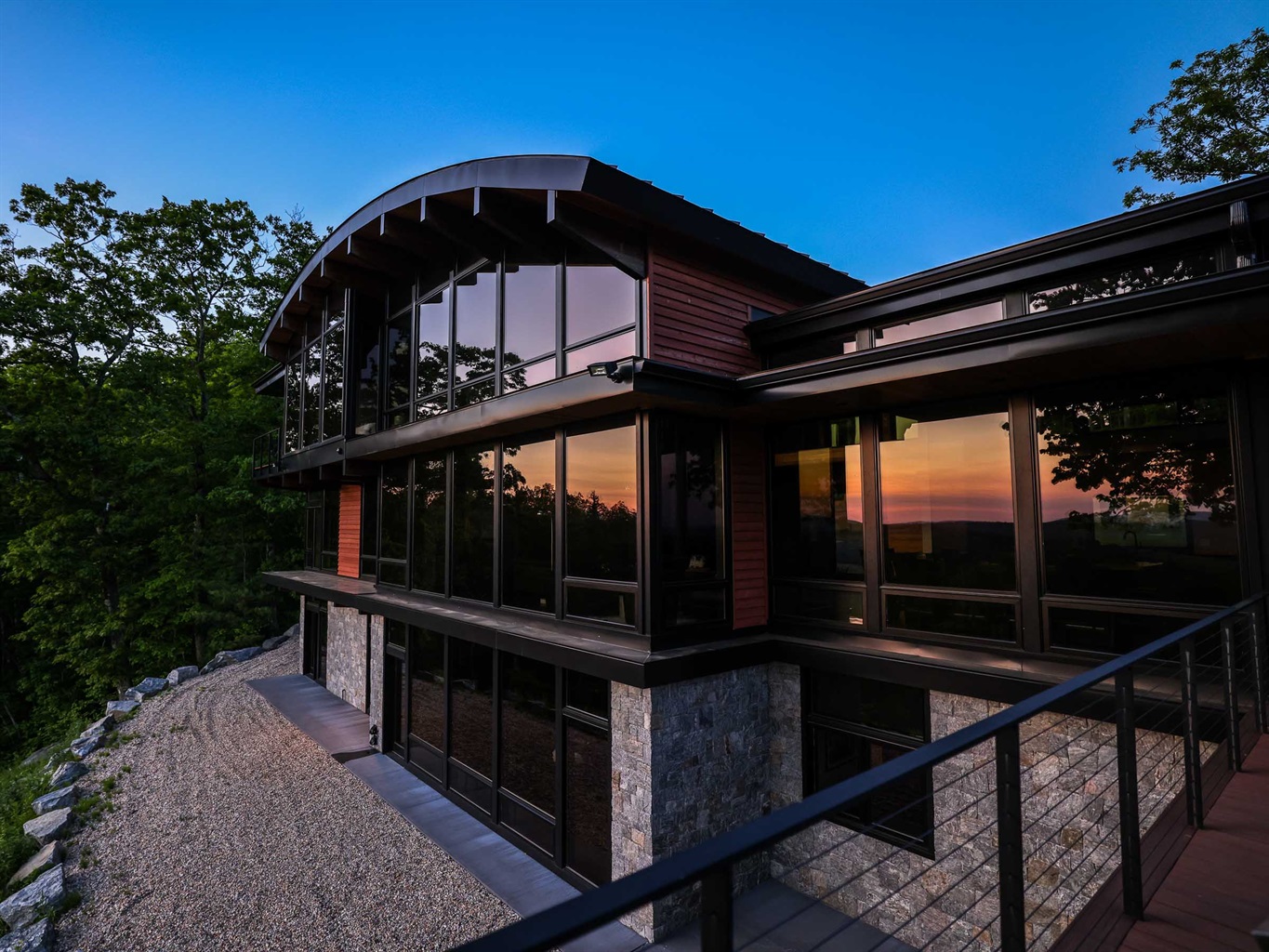 Sunset Falls Estate at dusk &mdash; western valley sunset, Berkshires