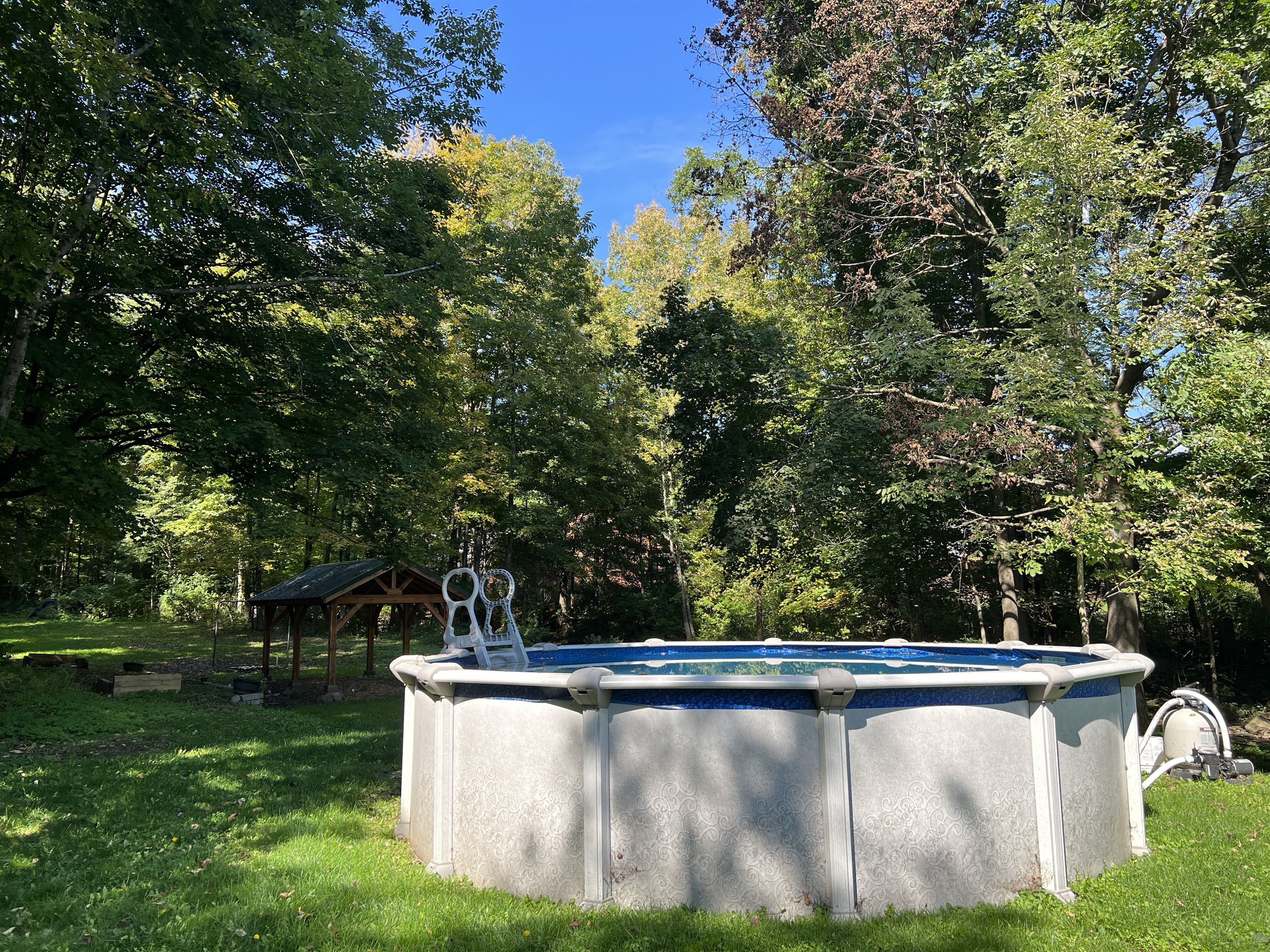 Shared above ground pool for those warmer summer days.