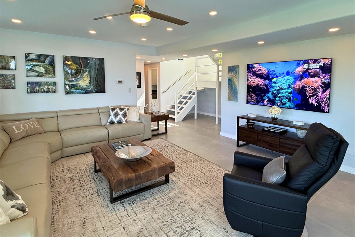 Enjoy watching TV after spending the day by the pool