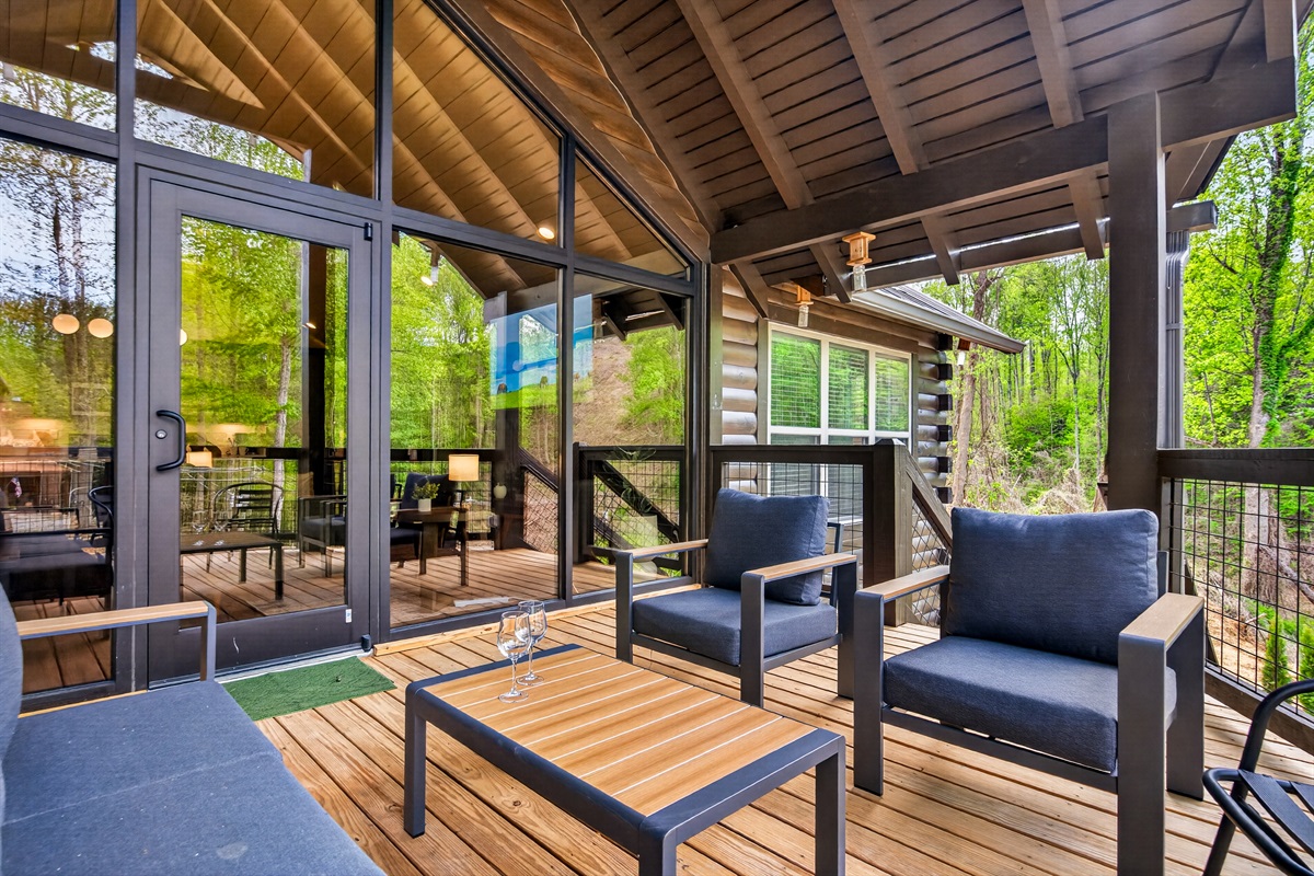 Upstairs patio off living room.