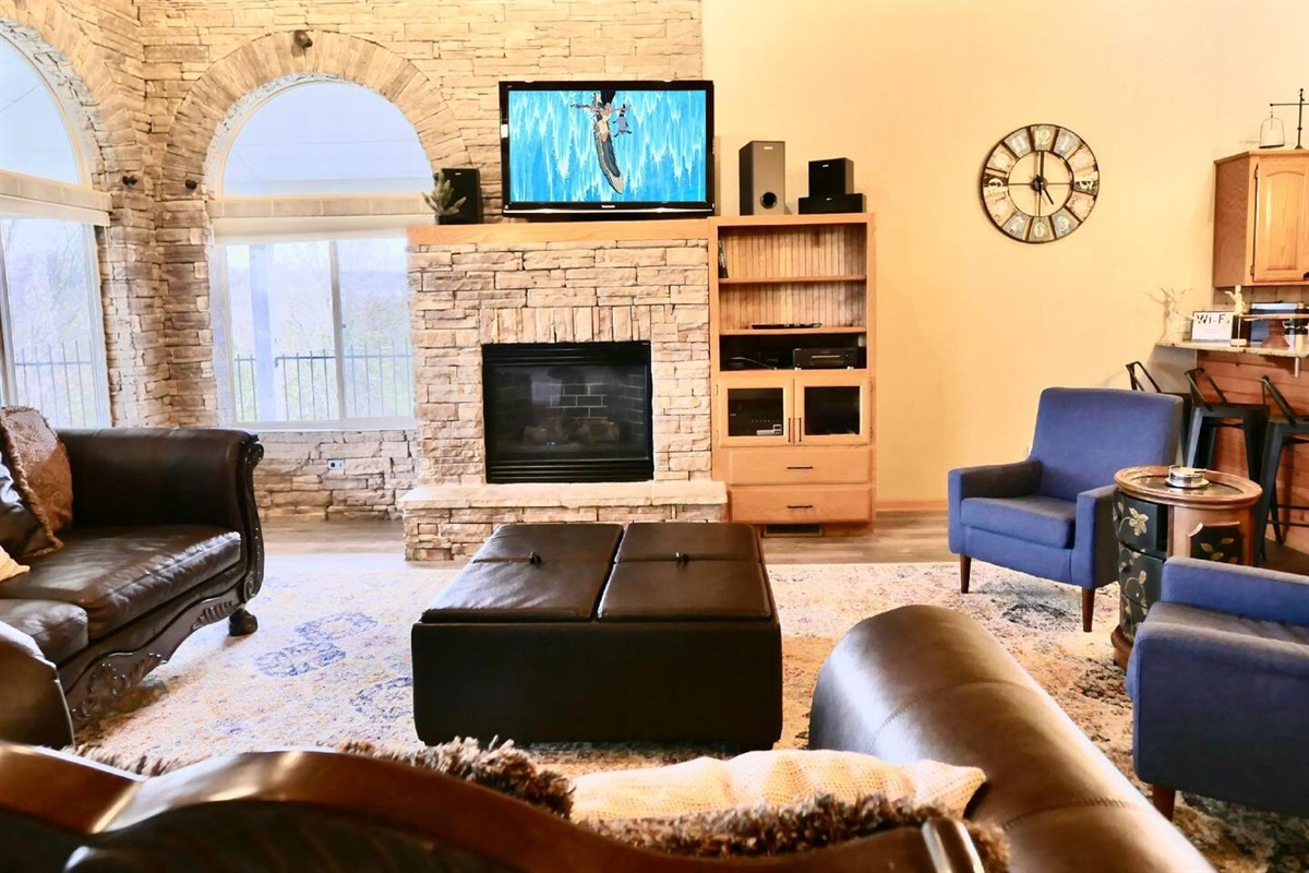 Living room TV with surround sound and HDMI hookups for your game system or streaming devices. 