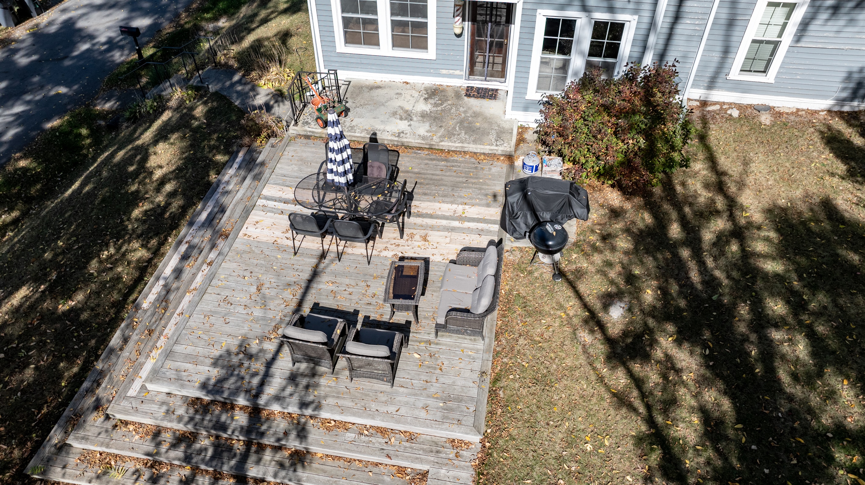 Spacious stone patio perfect for morning coffee or sunset dinners under the stars