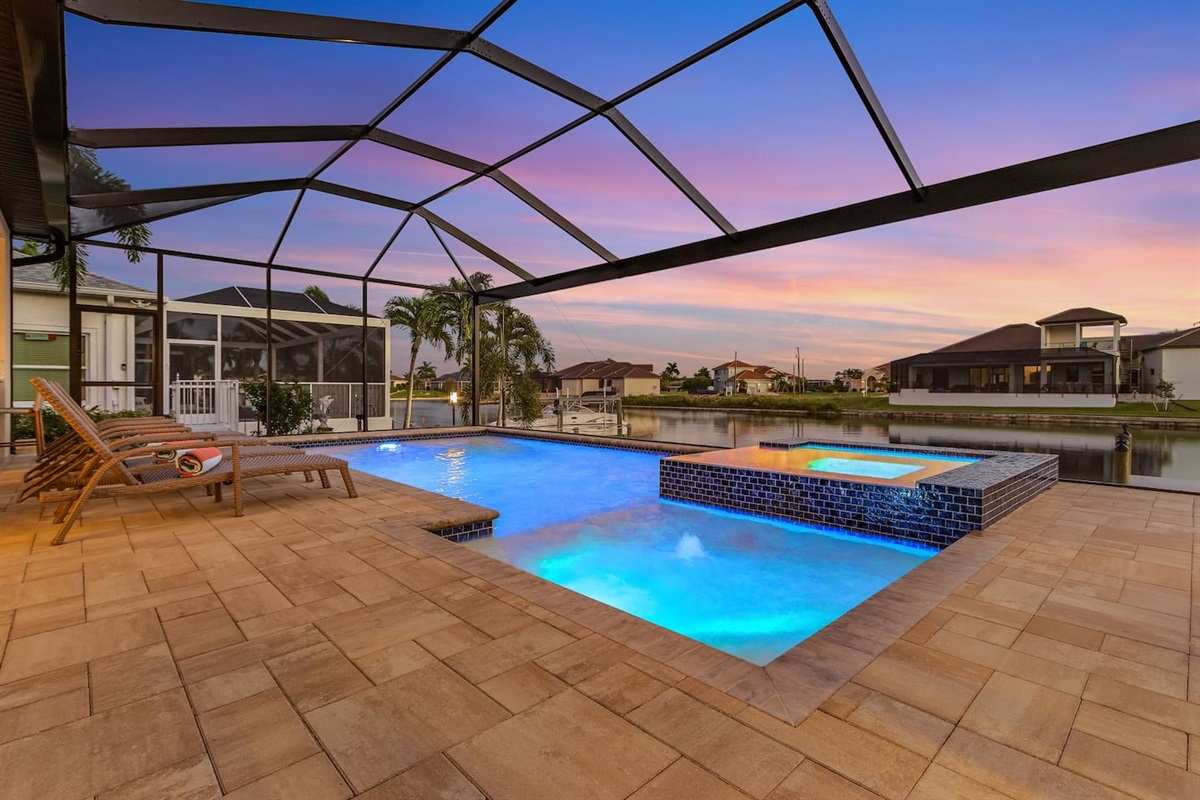 Savor the moment as you watch the sky transform into a masterpiece during sunset, right from your beautiful outdoor retreat!