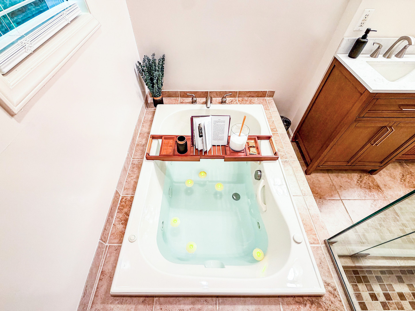 Indulge in a spa-like experience in the master 