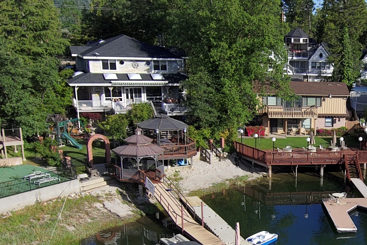 View of our home from the lake when water level is low