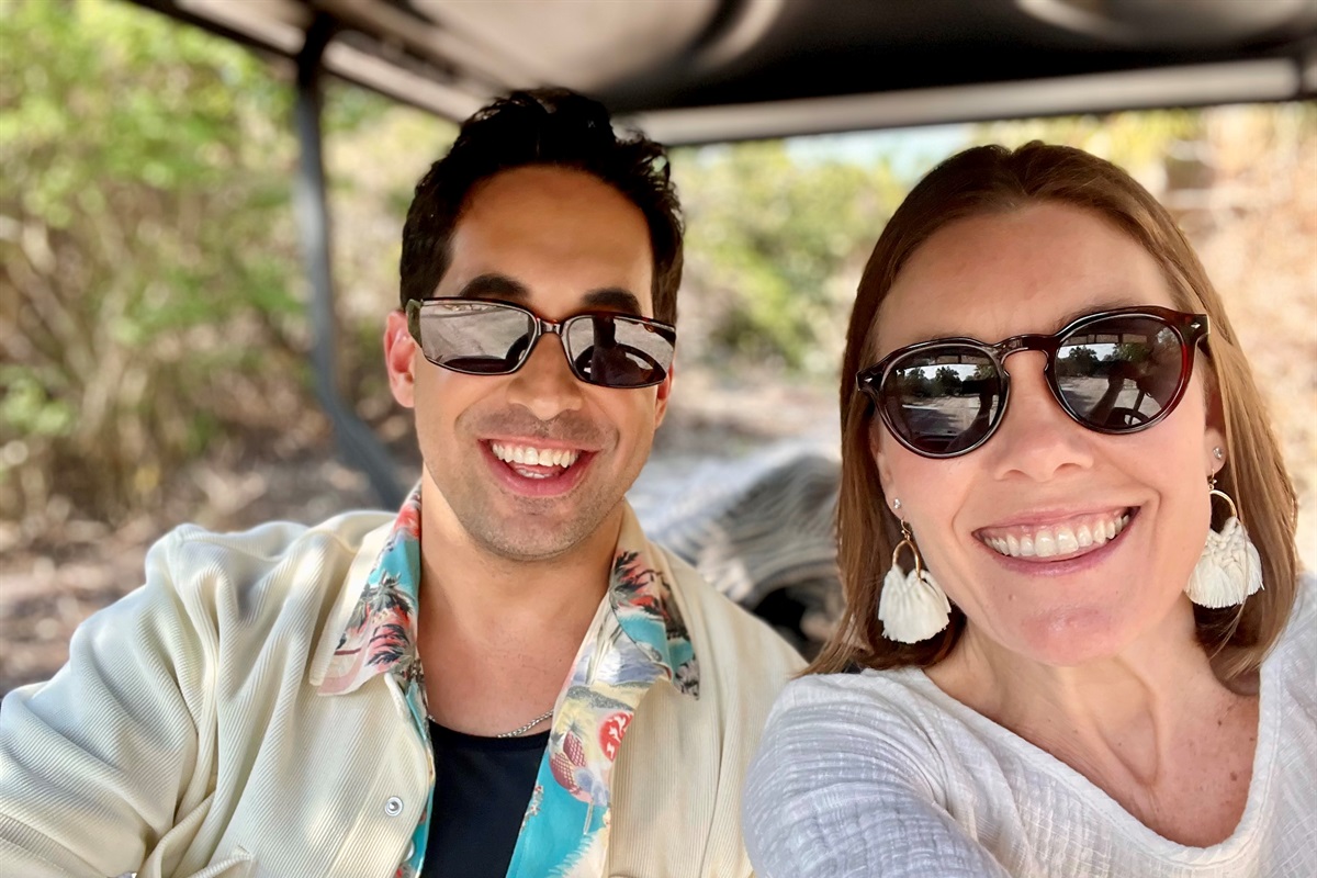 Here's Peace of Paradise's host, Molly, zooming around the island in a golf cart with Staycation TV show's host, Charlie.  Filming was a blast!  Check it out on YouTube & book your reservation today!