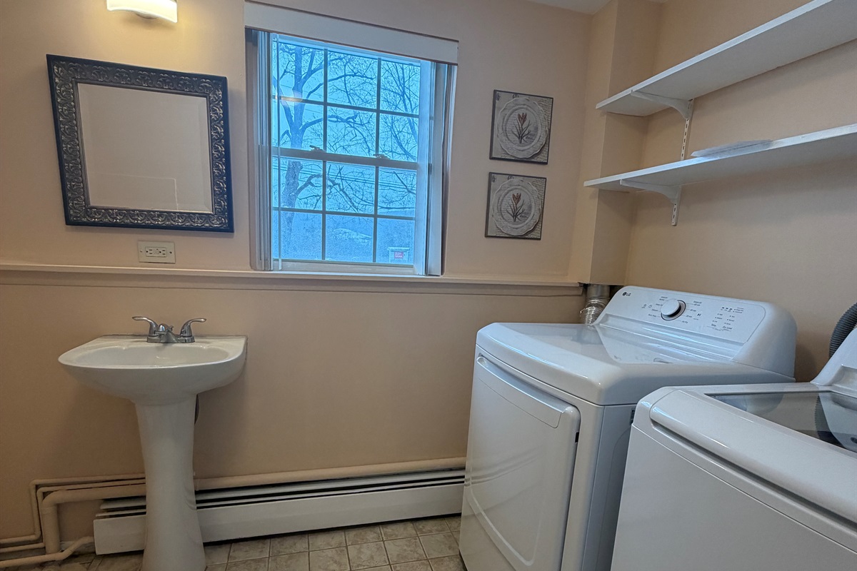 Lower level bathroom with shower and laundry