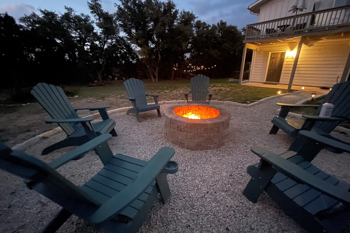 Large fire pit area where you can do s'mores or just relax with friends and family