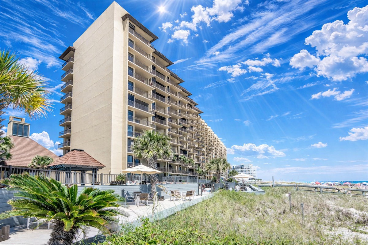 View of the building from the beach side 