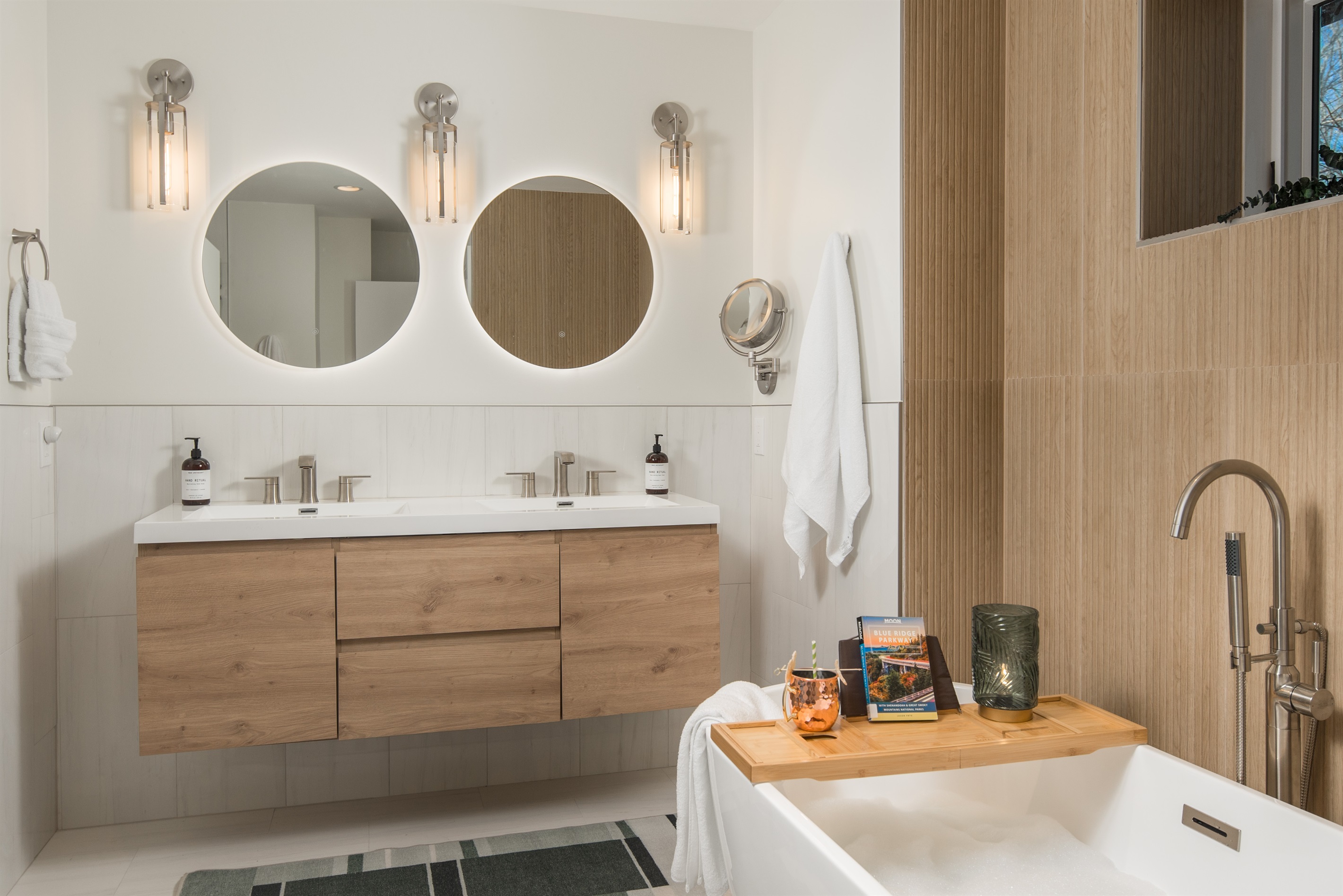 Bathroom #1: Features a rainhead shower and relaxing freestanding tub. Located near the main living area, Spring and Winter bedrooms.