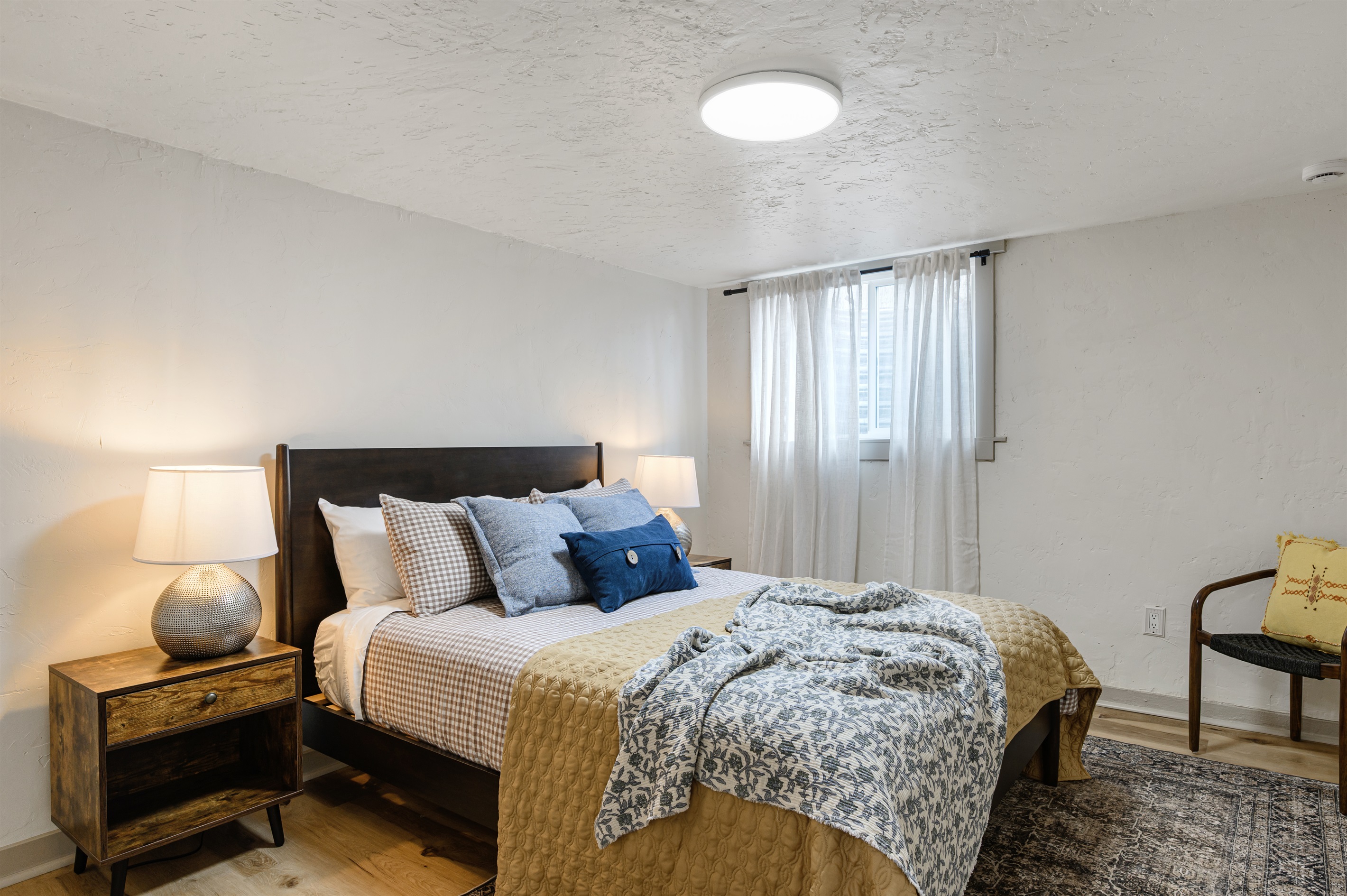 Bedroom with queen mattress