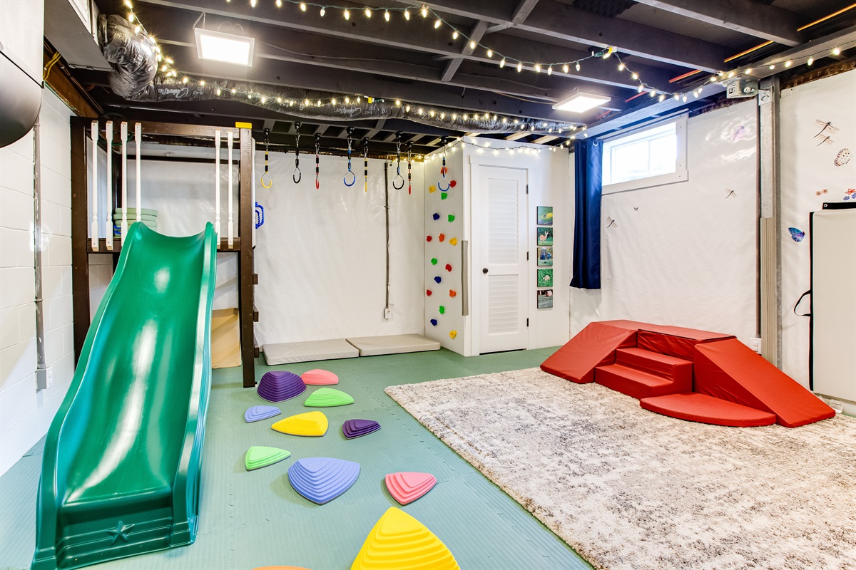 The sensory playground is a kid favorite!  Parents can relax on the couch across the room as kids run off that vacation energy.