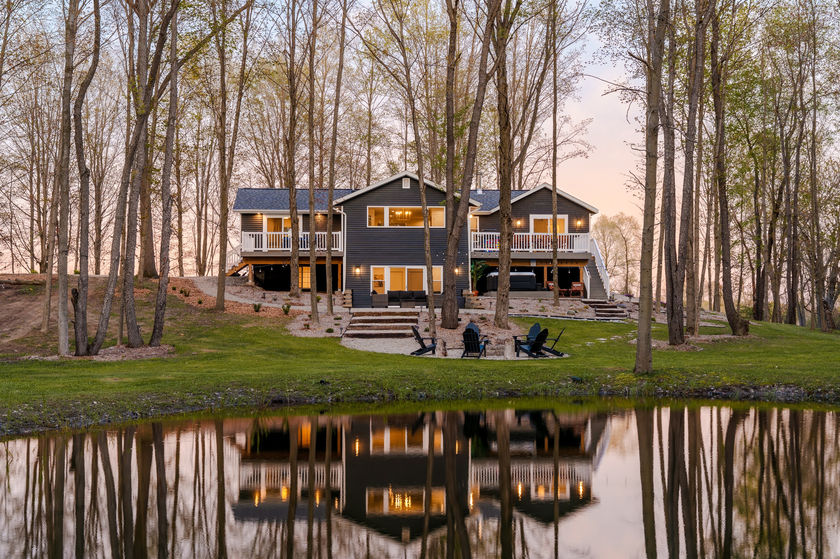 Scenic pond views with seasonal wildlife and total seclusion.