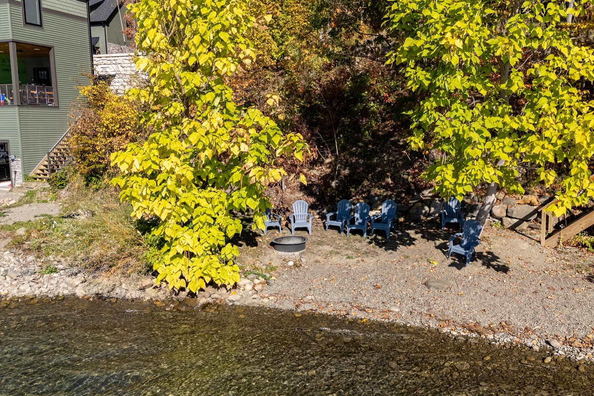 Enjoy peaceful lakefront moments with seating steps from the water—perfect for sunsets and s’mores.