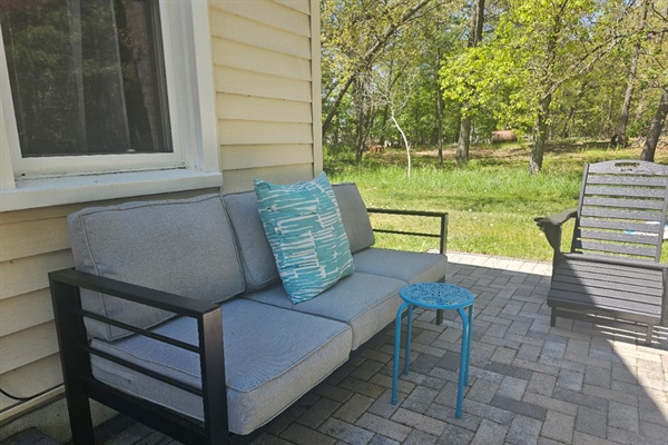 Patio for enjoying coffee in the AM or gatherings