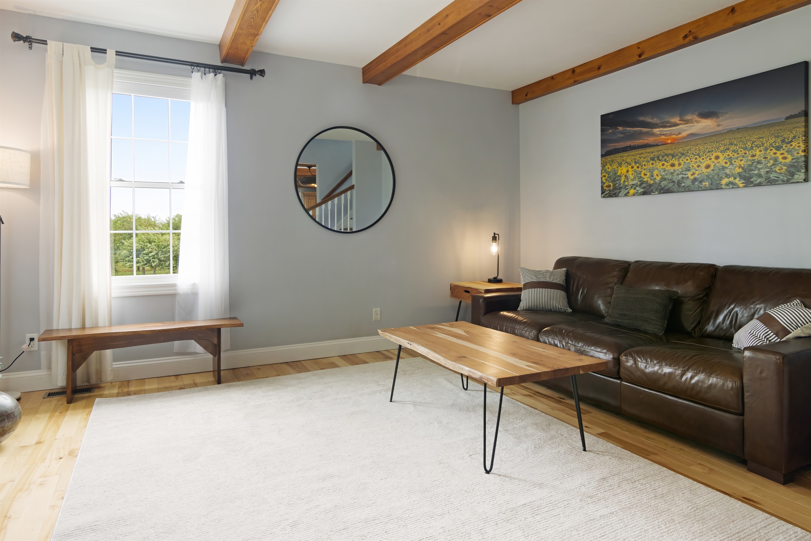 Gather around the large with flat-screen TV for movie nights.