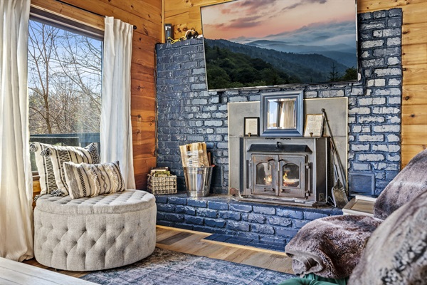 The wood burning stove is a favorite! We provide your starter logs.