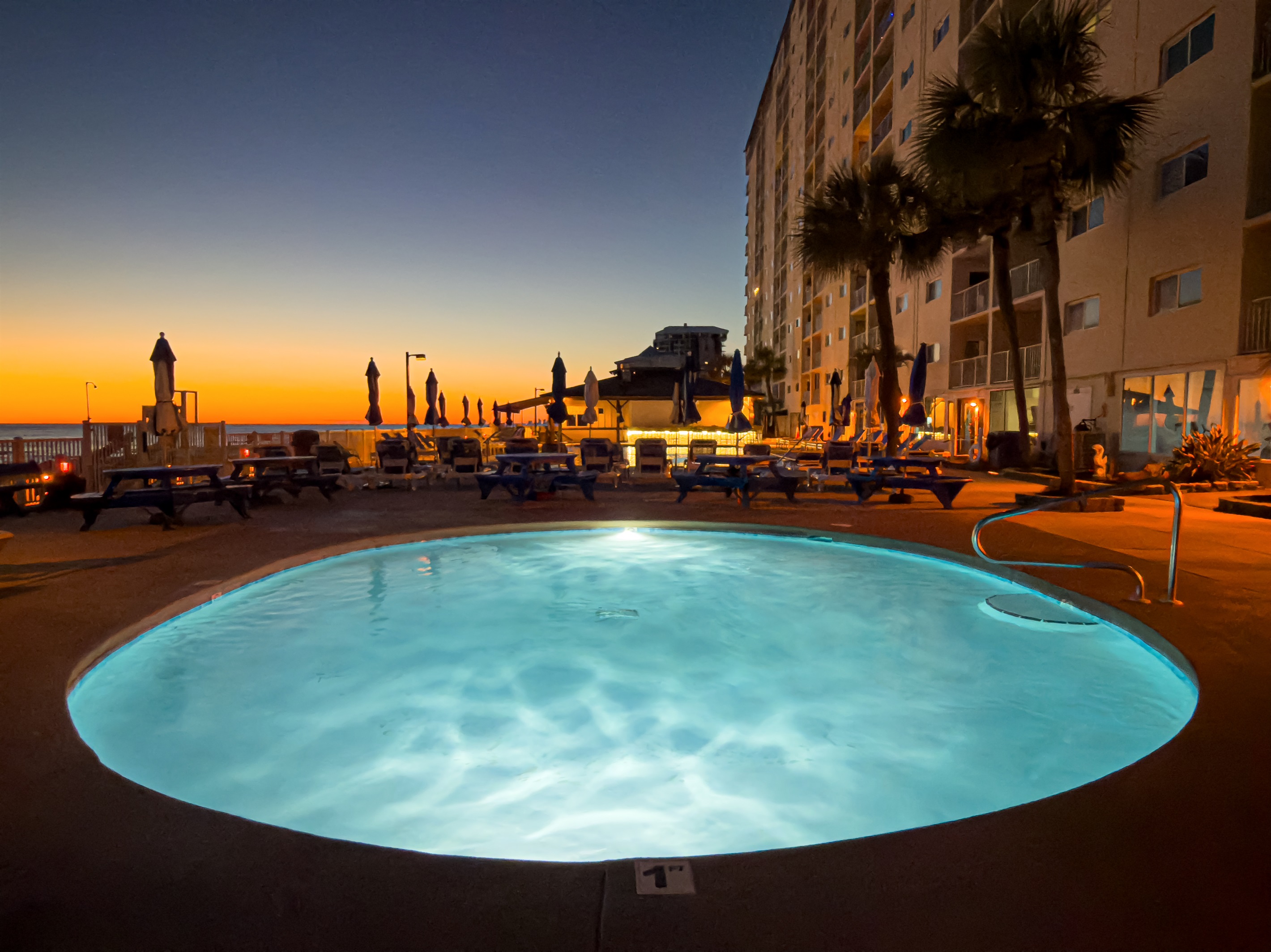 Take a dip in the pool in the evening after a long day and a nice dinner. Or go soak in the hot tub to soothe your muscles.