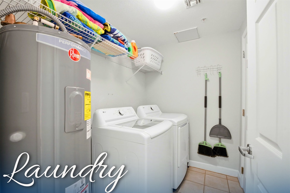 The in-unit laundry area makes longer stays and post-beach cleanup easy and convenient.