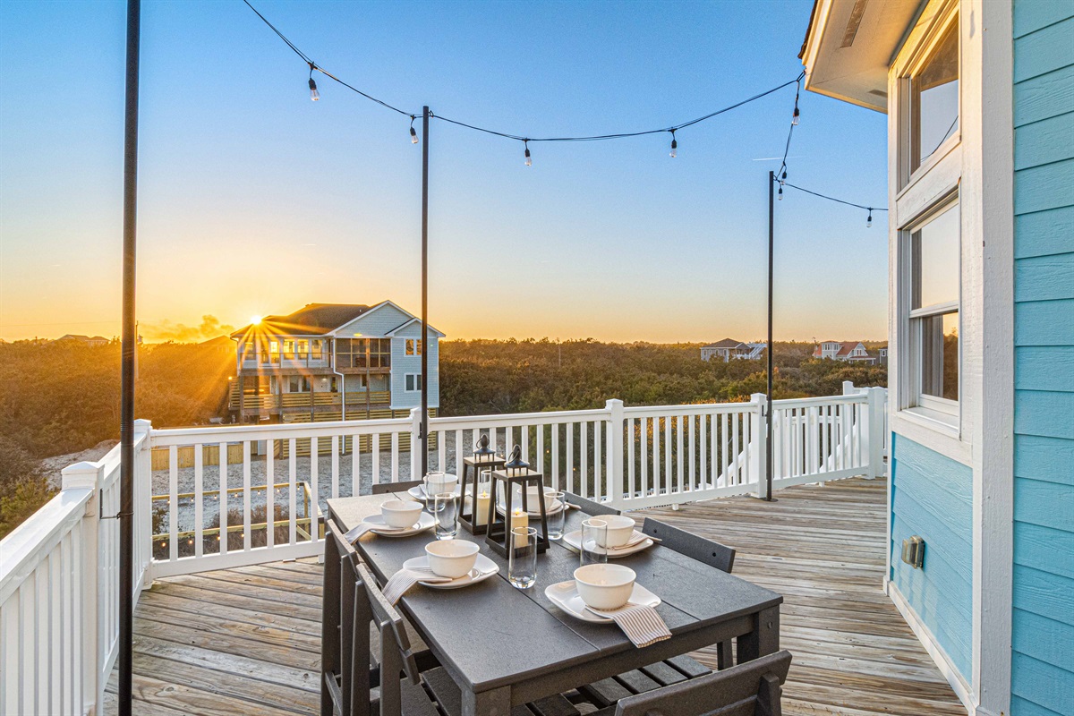 Enjoy dinner while watching the sunset over the sound