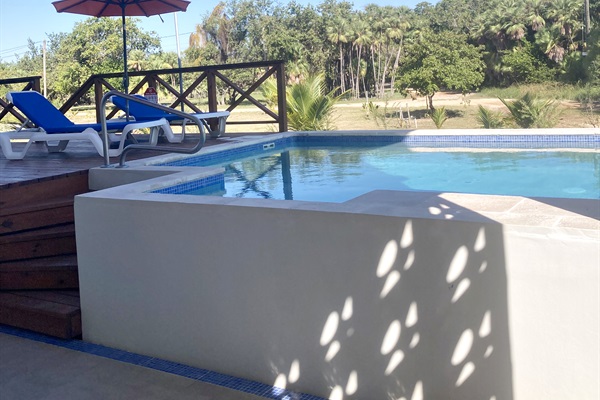 Pool with outdoor seating 