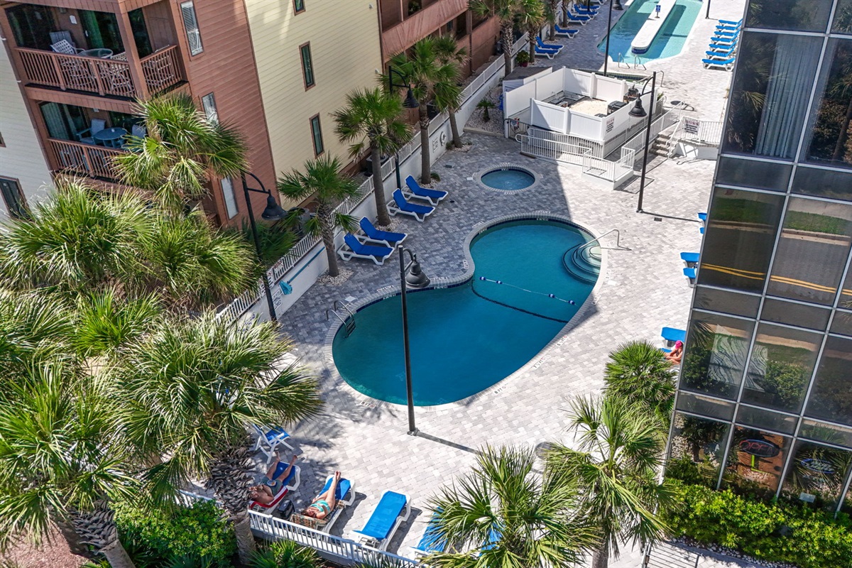 Amenities galore, enjoy an oceanfront pool, lazy river, indoor pool, kiddie pools and hot tubs.  Also take advantage of the onsite restaurant and easy walking to the seaside trail and Gardens By the Sea playground