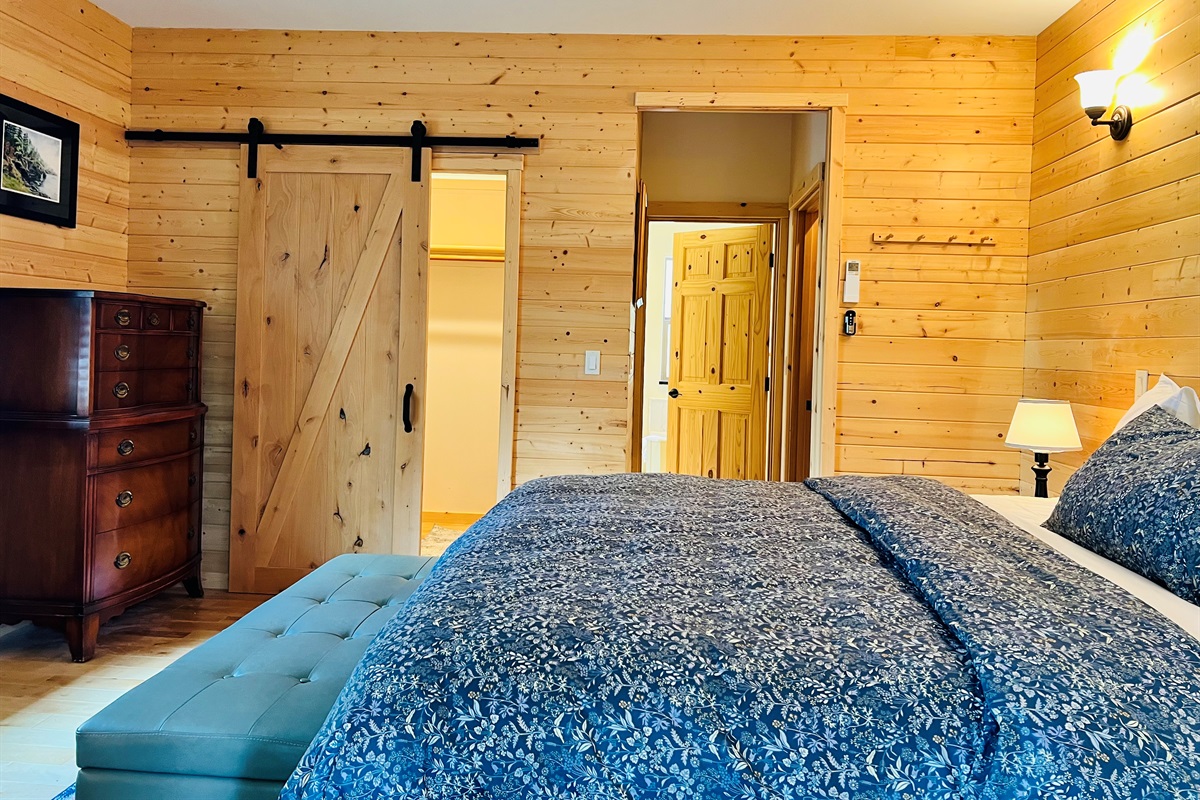 Primary bedroom on main level has it all.