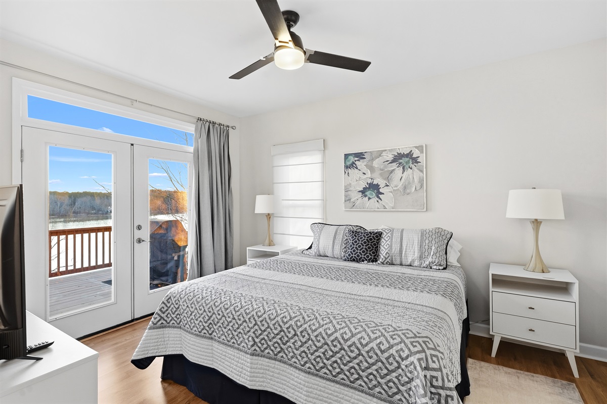 Master Bedroom with Private Bath and view of the Lake