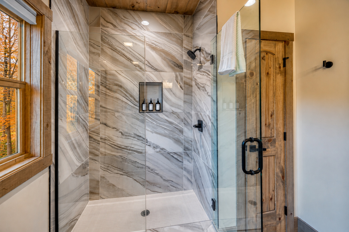 Luxury shower in upstairs guest suite