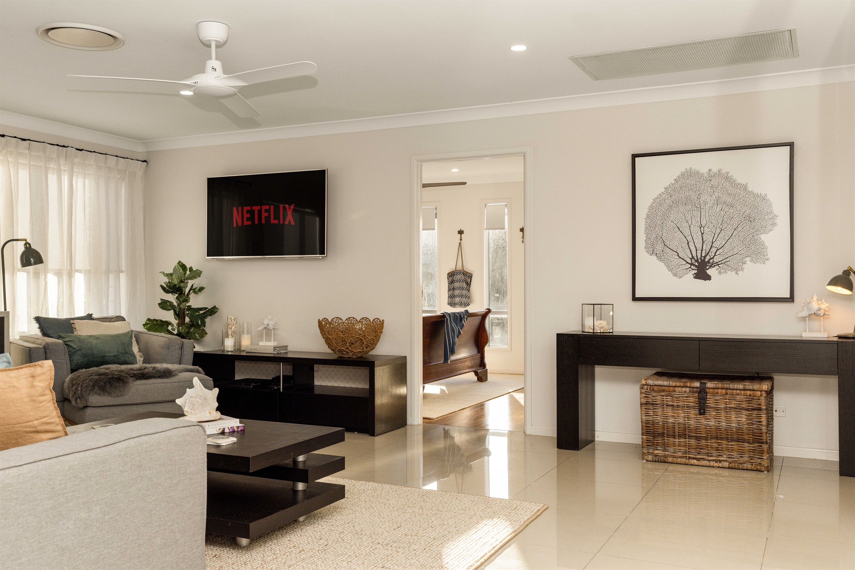 Private upstairs space ideal for movie nights, gaming or quiet relaxation