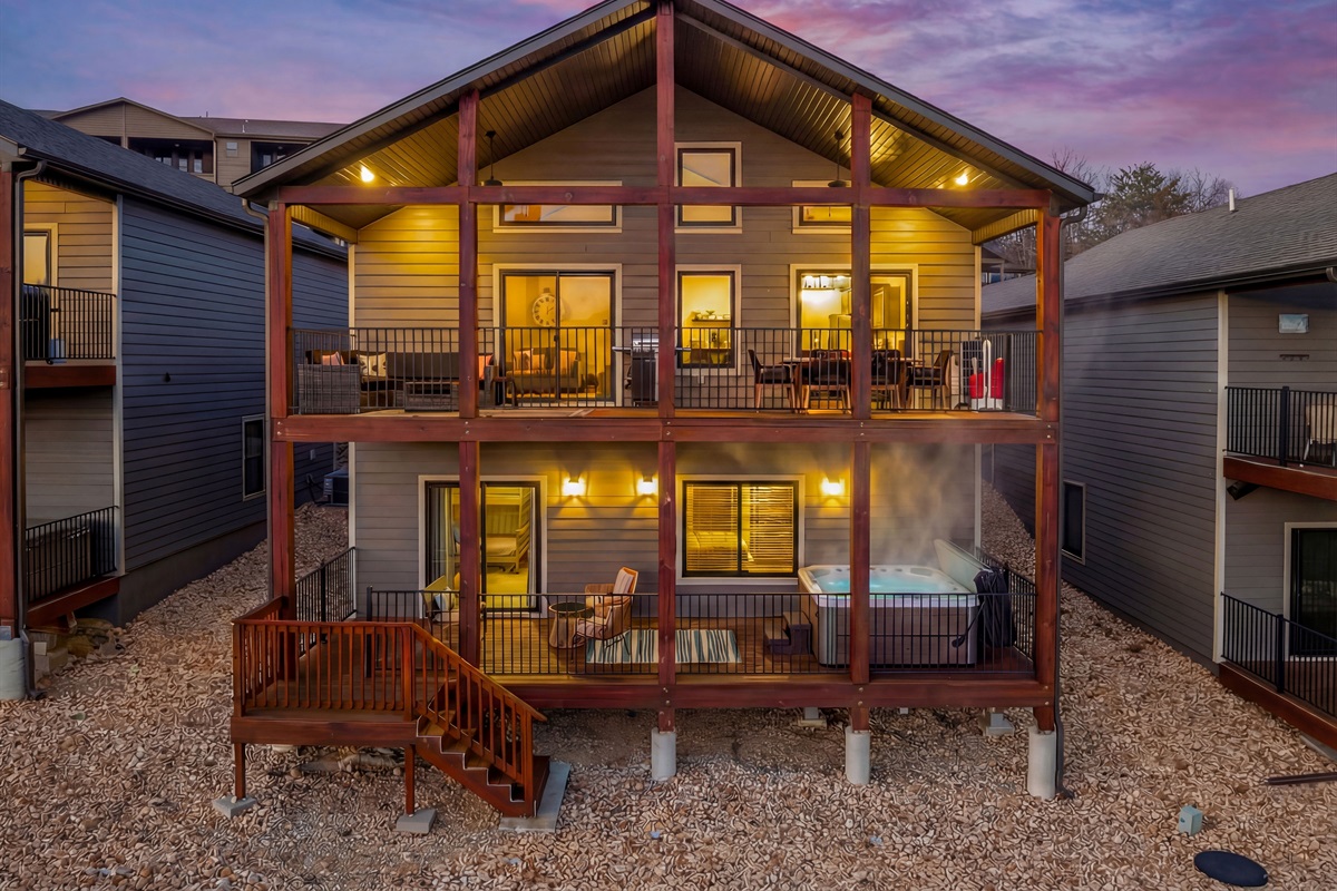 Enjoy the spacious decks and saltwater hot tub 