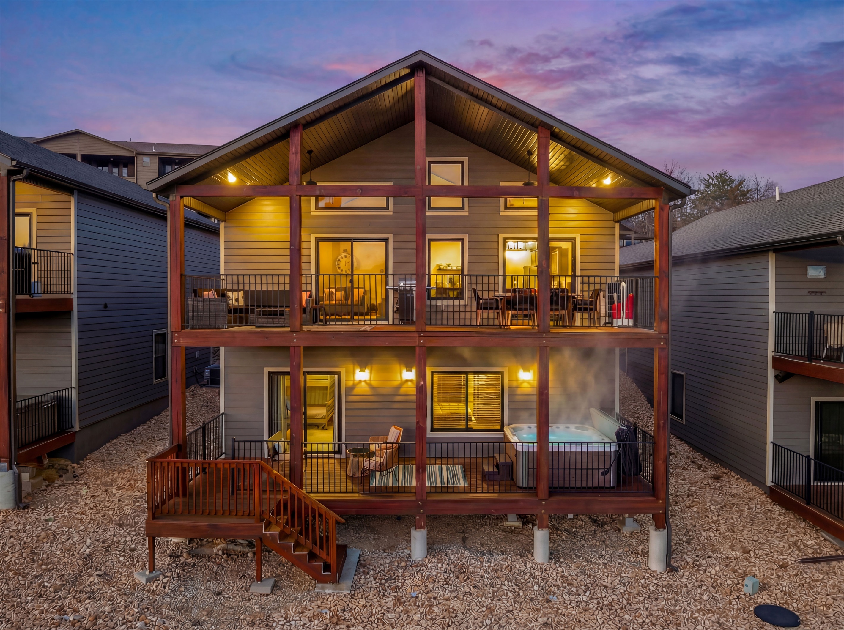 Enjoy the spacious decks and saltwater hot tub 