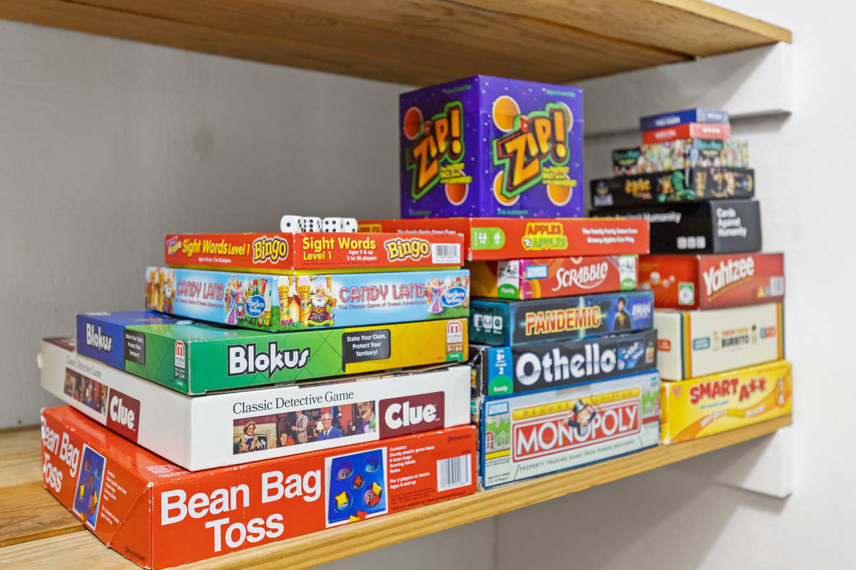 Rain or shine, enjoy a great selection of board games for family game night.