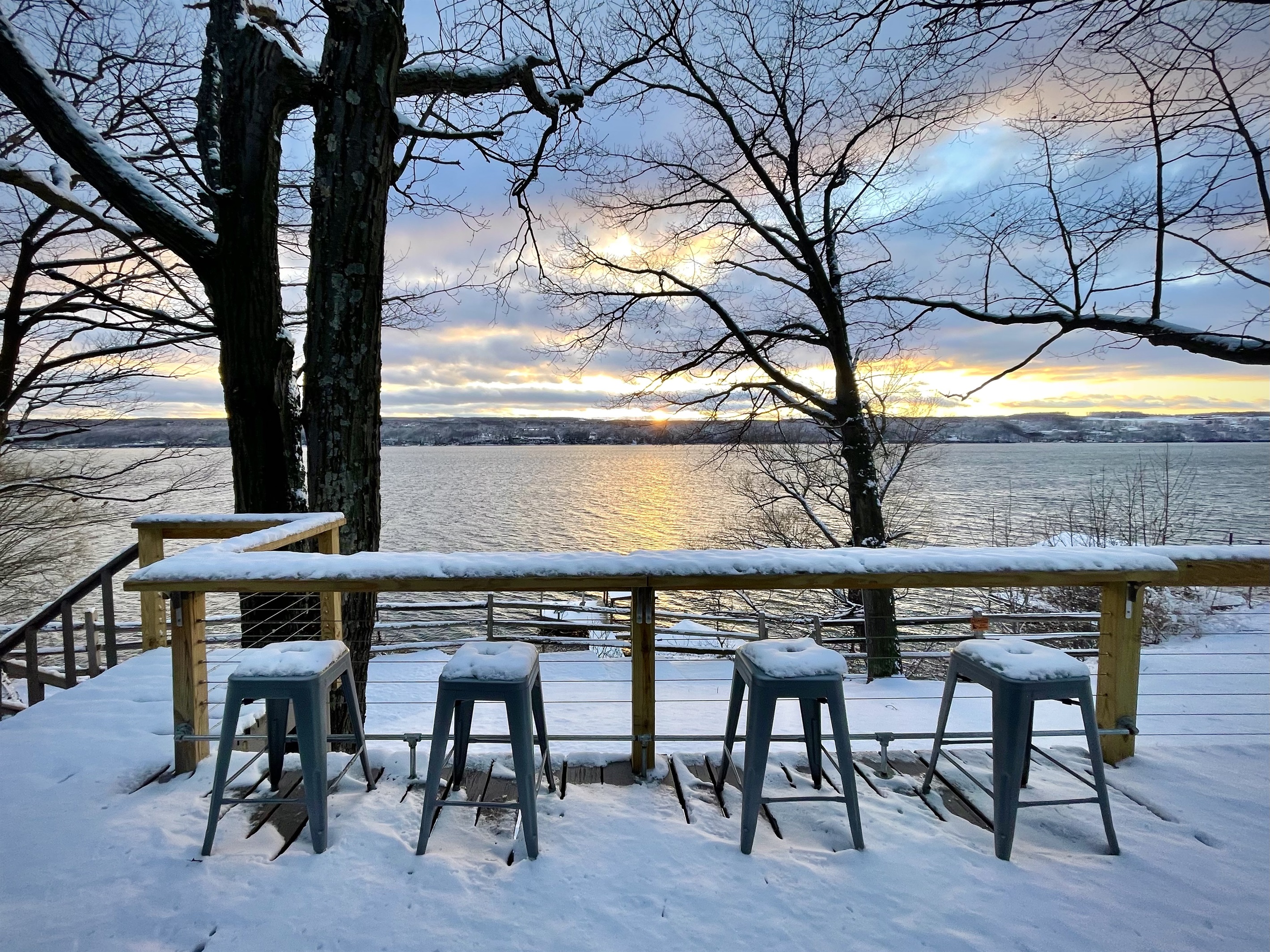Snowy Lake - View from Deck Breakfast Bar