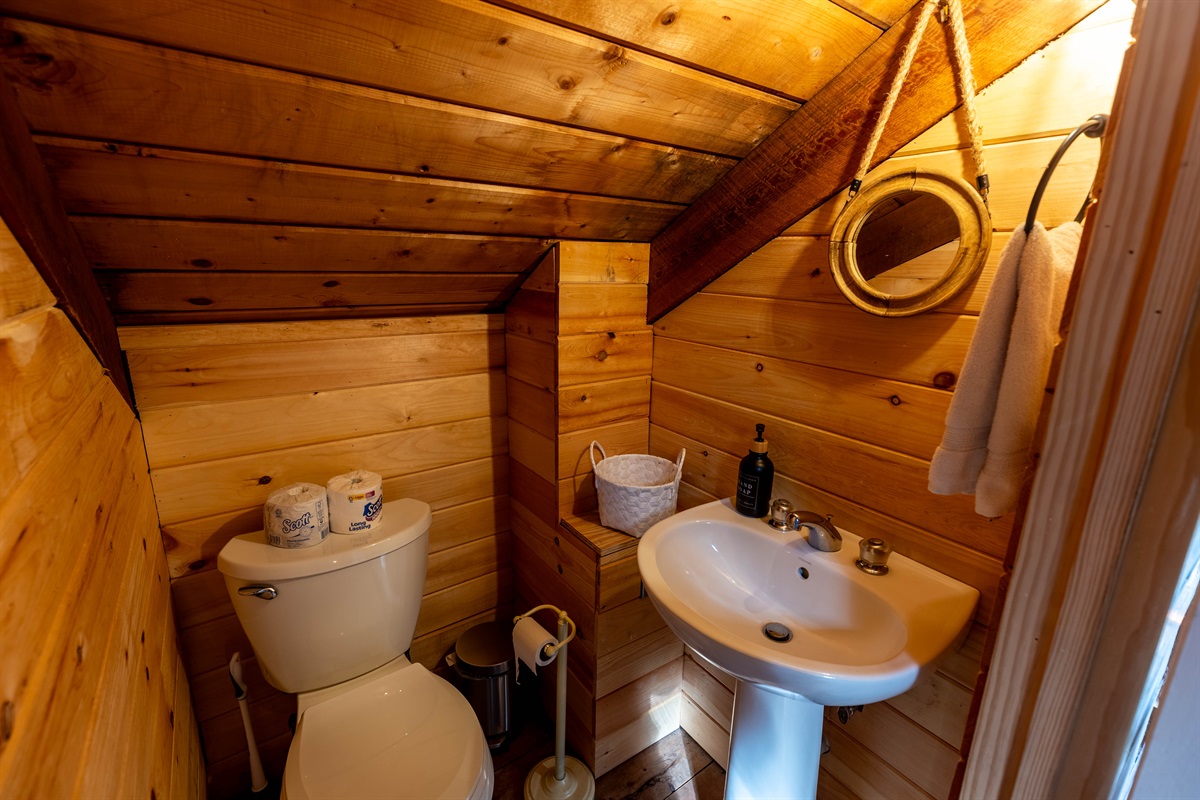 Find the half-bathroom in our upstairs loft. 